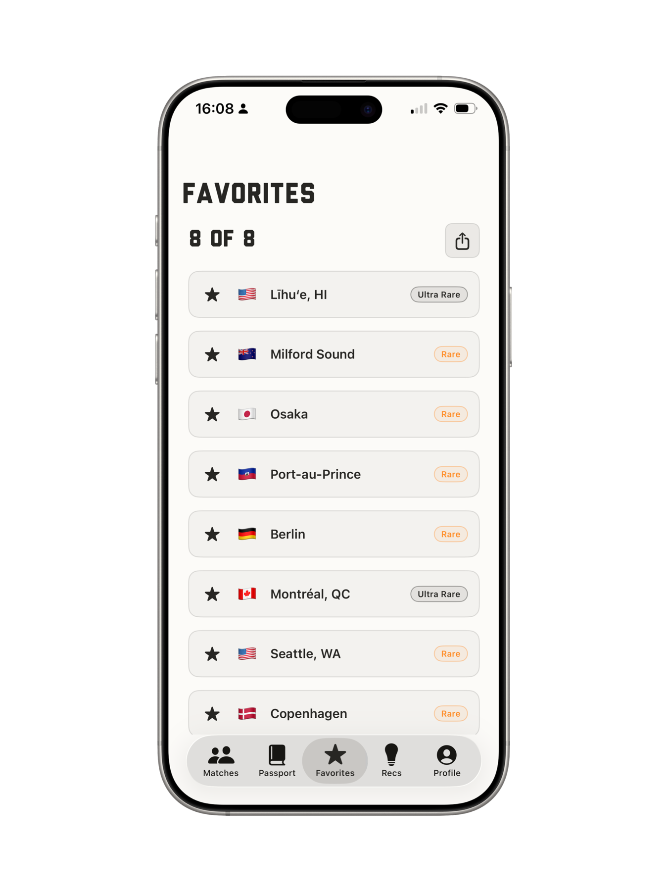 Your 8 in the Route 08 app.