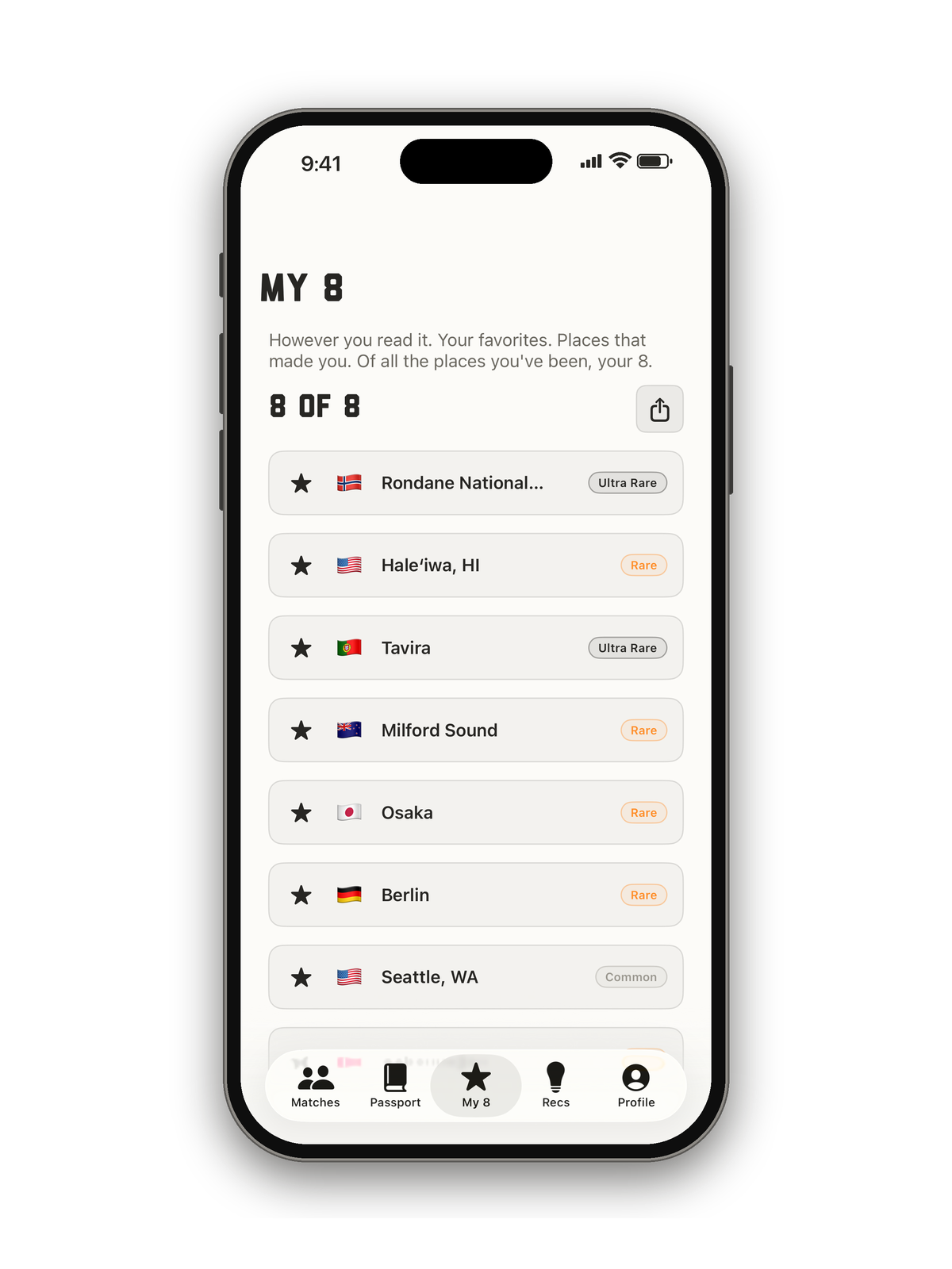 My 8 in the Route 08 app.